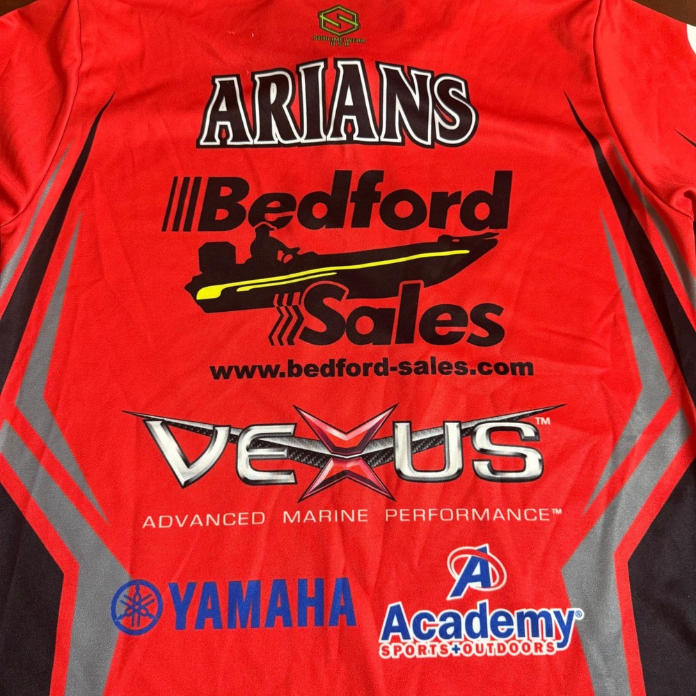 YXL Red Long Sleeve Fishing Shirt Ford Yeti Vans Hollister Sabian Mens - Picture 9 of 11